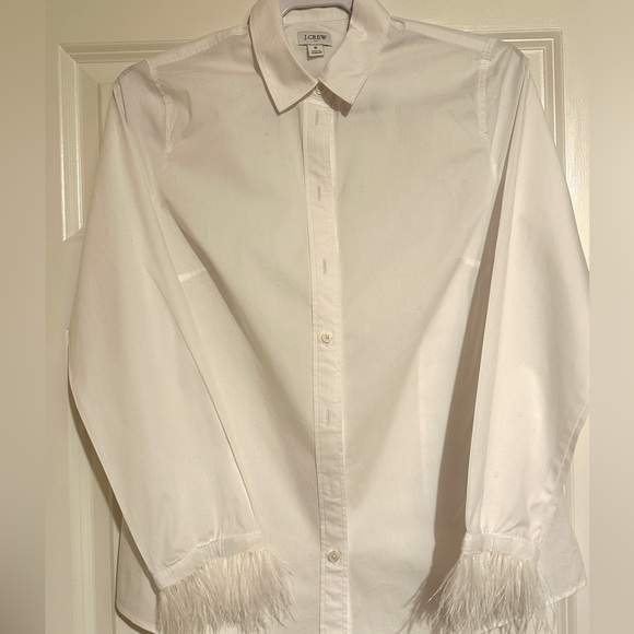 J. Crew Factory White Button Down feather shirt top HOT ITEM - Picture 4 of 7
